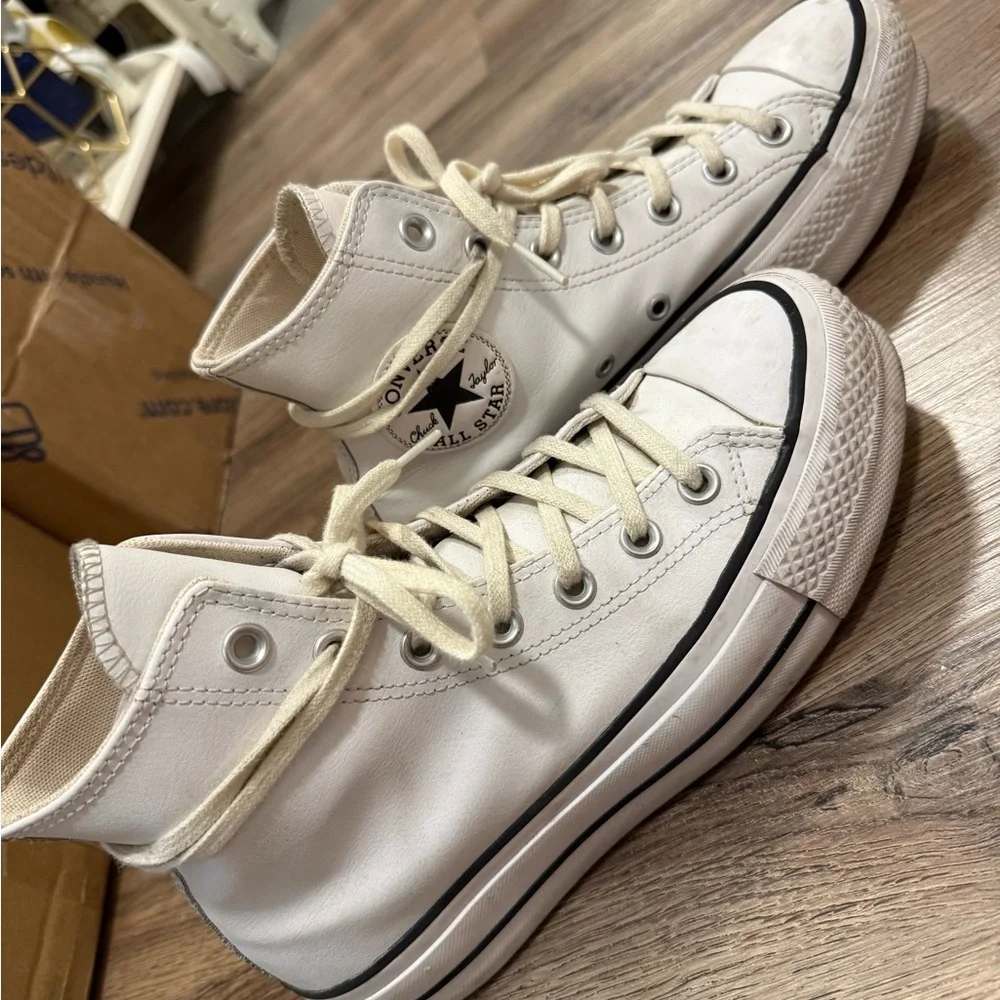 Converse Chuck Taylor All Star High Top Platform Leather Sneakers - Picture 7 of 15